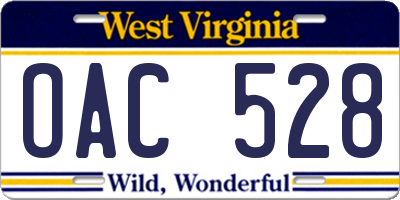 WV license plate OAC528