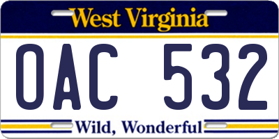 WV license plate OAC532