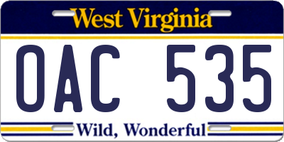 WV license plate OAC535