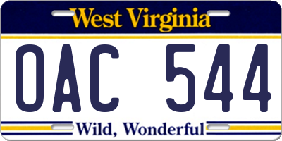 WV license plate OAC544