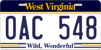 WV license plate OAC548