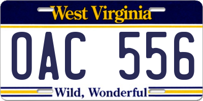 WV license plate OAC556