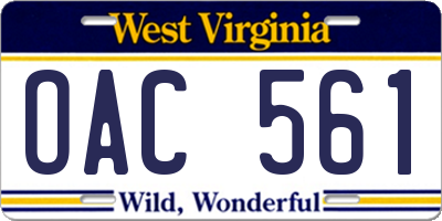 WV license plate OAC561