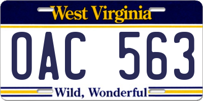 WV license plate OAC563