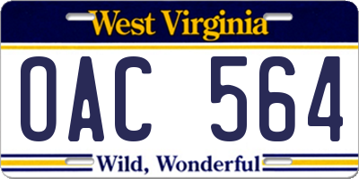 WV license plate OAC564