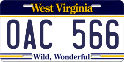 WV license plate OAC566