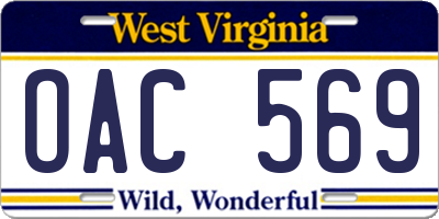 WV license plate OAC569