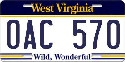 WV license plate OAC570