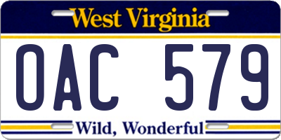 WV license plate OAC579