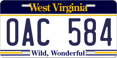 WV license plate OAC584
