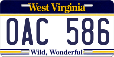 WV license plate OAC586