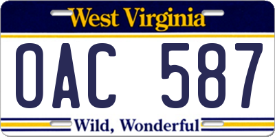 WV license plate OAC587
