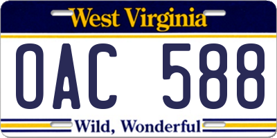 WV license plate OAC588