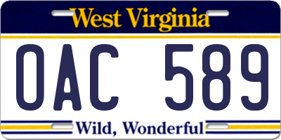 WV license plate OAC589