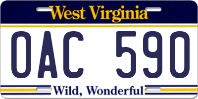 WV license plate OAC590