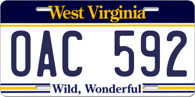 WV license plate OAC592