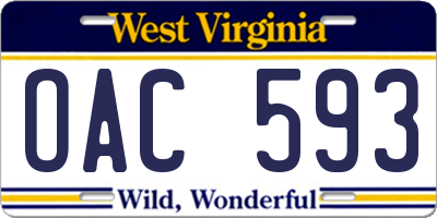 WV license plate OAC593