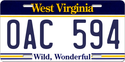 WV license plate OAC594