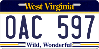 WV license plate OAC597