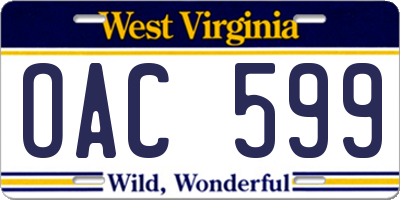 WV license plate OAC599