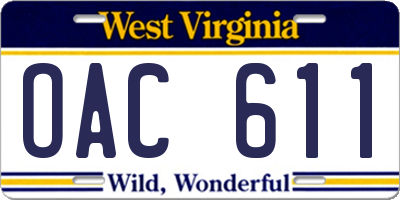 WV license plate OAC611