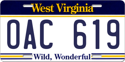 WV license plate OAC619