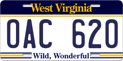 WV license plate OAC620