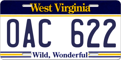WV license plate OAC622