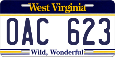 WV license plate OAC623