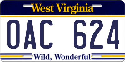 WV license plate OAC624