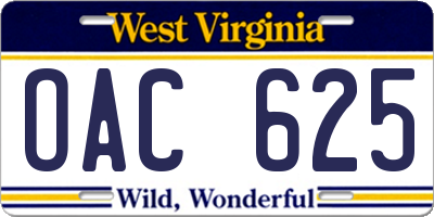WV license plate OAC625
