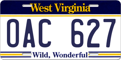 WV license plate OAC627