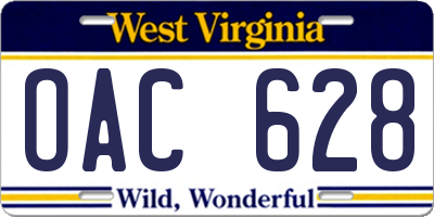 WV license plate OAC628