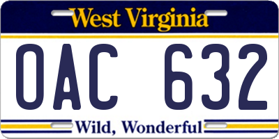 WV license plate OAC632