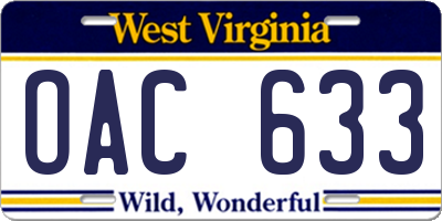 WV license plate OAC633