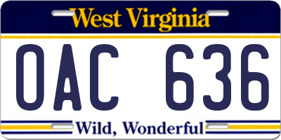 WV license plate OAC636