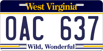 WV license plate OAC637