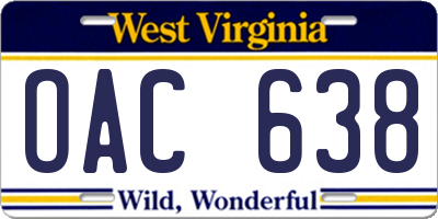 WV license plate OAC638