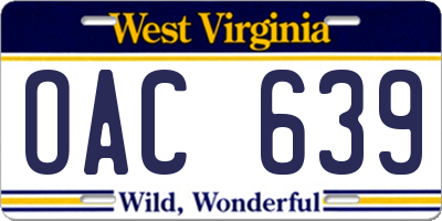 WV license plate OAC639