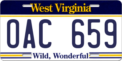 WV license plate OAC659