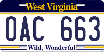 WV license plate OAC663