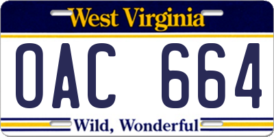 WV license plate OAC664