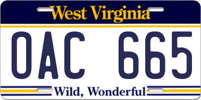 WV license plate OAC665