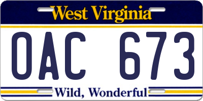 WV license plate OAC673