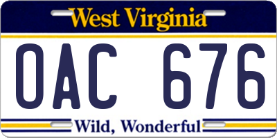 WV license plate OAC676