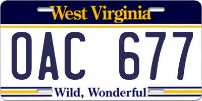 WV license plate OAC677