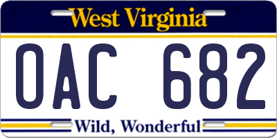 WV license plate OAC682