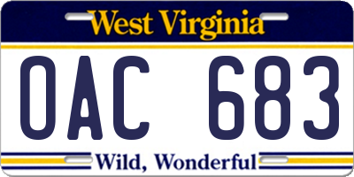 WV license plate OAC683