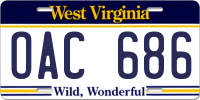 WV license plate OAC686