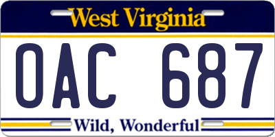 WV license plate OAC687
